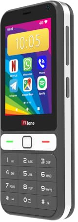 TTfone TT280 – Simple 4G Dual SIM Bar Phone with Android, 2.8 Touchscreen, Keypad, 2MP Camera, USB-C - Easy to Use Unlocked Mobile (with USB Cable)