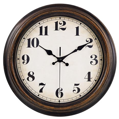 jomparis 30 cm tyst icke-tickande batteridriven vintage väggklocka retro textur väggklocka för vardagsrum, kök, sovrum, heminredning