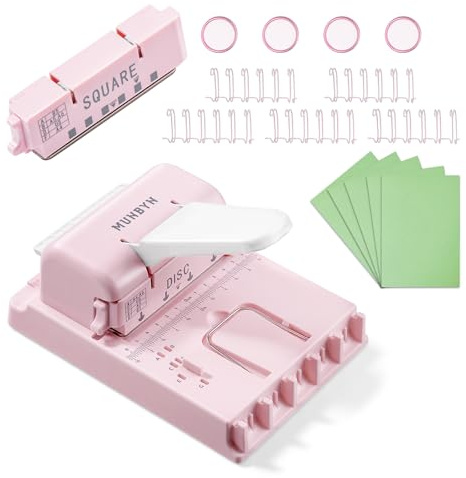 MUNBYN Binding Machine, Interchangeable Punch Heads, for 70g A4 Paper, Pink | A4/A5/B5 Binder Machine for Planners, DIY Diaries, Scrapbooks and Notebooks; For Book Binding Projects