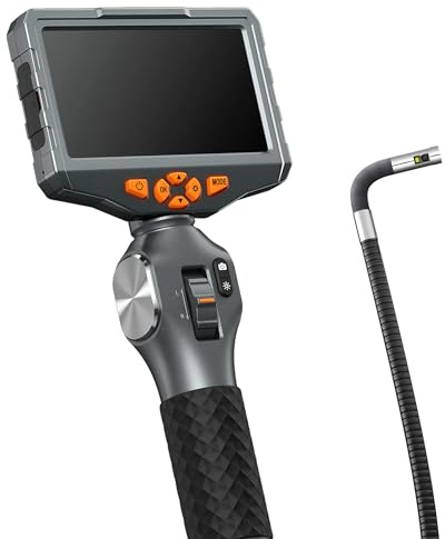 Borescopes TD500 inspect Camera Dual Lens 6.2MM Articulating Borescope 1080P 5 Inch IPS Two Way 360° Steering Endoscope Video Inspection Camera with WiFi