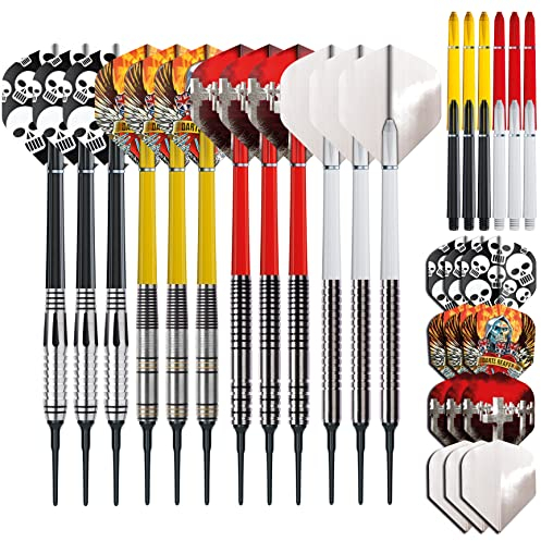 RED DRAGON Soft Dartpfeile – Profi Softdarts Set mit Kunststoffspitzen – 12 x Soft Darts Pfeile mit Flights und Schäfte