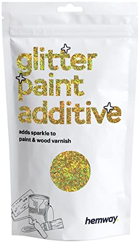 Gold Holographic Glitter Paint Additive 100g for Adding Sparkle to Paints & Varnish | Paint Walls Sparkly Add to Emulsion, Acrylic or Lacquer Indoor | Hemway