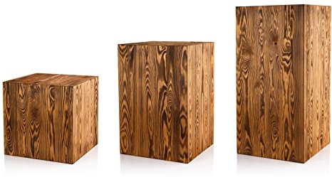 Decorativo Supporto in legno, blocco di legno, decorazione del tronco d’albero, colonna per fiori in legno/colonna legno (Noce, 40x40 60x40 80x40 cm – Set)