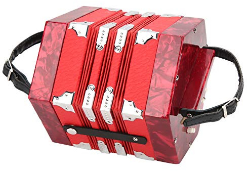 Mxzzand Akkordeon Concertina Instrument mit verstellbarer Handschlaufe für den Außenbereich und für Musik (red)