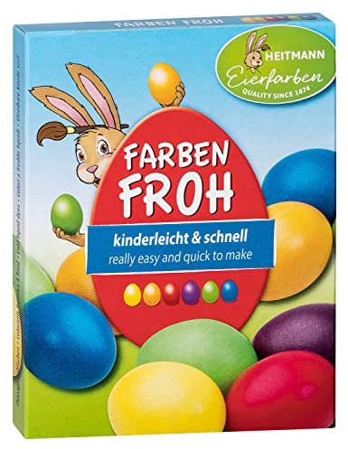 Heitmann Eierfarben - Farben Froh - 6 flüssige Eierfarben 1017049 Gelb, Orange, Rot, Grün, Blau, Pflaume 30 Milliliters