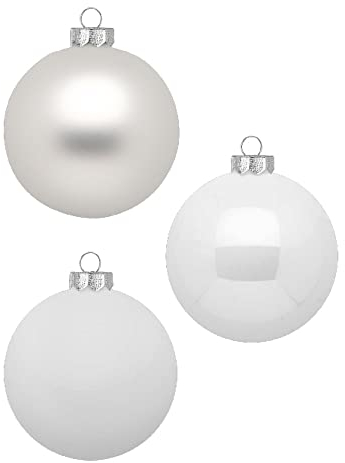 Inge-glas Inge Glas Weihnachtskugeln 10cm in Karton-Box | 6 XL Christbaumkugeln groß | Kugeln aus Glas (Just White | weiß)