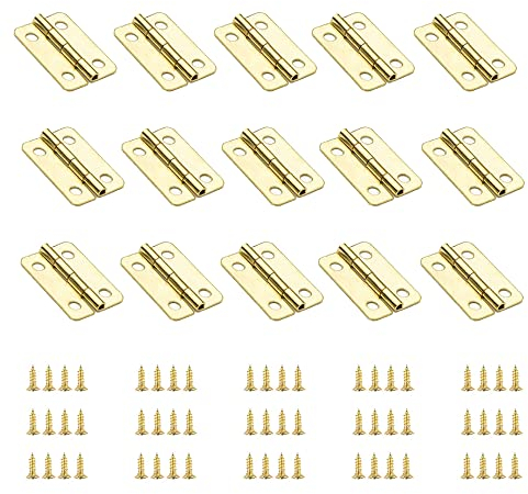 YUE QIN 100 Stück scharniere klein schanier Kleine Scharniere aus antikem Messing für Holzkisten Klavierscharniere Dekorative Mini Scharniere mit 400 Stück Ersatz-Scharnierschrauben mit Box