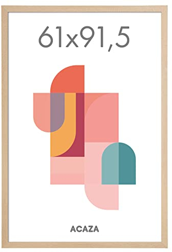 ACAZA Cadre Photo 61 x 91,5 cm, En Bois MDF et Verre Acrylic, Pour Photos, Posters et Puzzles, Décoration Murale, Portrait et Paysage, Chêne Clair