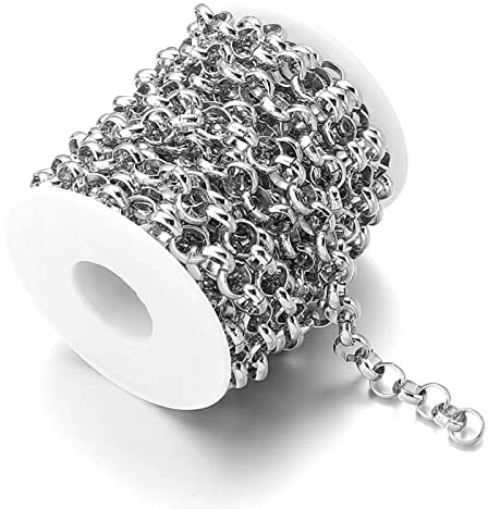 15 fot aluminiumpansarkorskedjor 8 x 2,4 mm länkar kabel O-formade kedjor halsband kedjelänk silver med spole för gör-det-själv hantverk armband smyckestillverkning