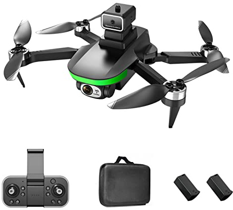 LAURAG Fjärrstyrd drönare fjärrstyrd drönare med Daul-kamera 6K optiskt flöde positionering hinder undviker borstlös motor FPV vikbar quadrocopter med förvaringsväska 2 batterier