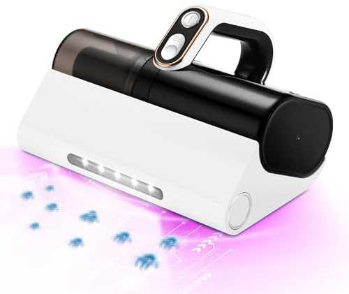 HMBTEN Aspirador antiácaros para colchones, aspiradora con luz UV y filtro HEPA, 500 W, limpiador de colchones, dispositivo de eliminación de 99,9%, ácaros para camas, cojines, sofás y alfombras