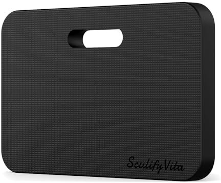 SculifyVita Tapis de Genoux, Protège-Genoux de Jardinage, Protection pour Genoux, Genouillère Extra épaisse pour Le Jardinage, Le Travail, Le Bain de bébé, l'exercice, 43 x 28 x 4 cm(Noir)