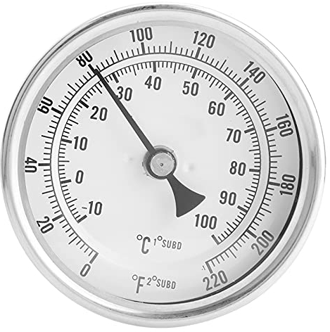 ANKROYU Kit De Thermomètre Bimétallique Sans Soudure, Clip De Fixation Pour Thermomètre De Pot De Brassage en Acier Inoxydable, 1/2Mnpt 0~220f Pour Thermomètre à Bière Et à Vin Fait Maison