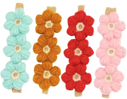 BIUDECO Fasce per Chioma Floreali per Bambina e Neonata, 4 Pezzi, in Nylon Cotone, Non Sbiadiscono, per Festa di Natale