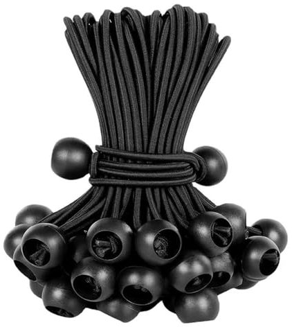 10 PCS Bungee Cords with Balls,Ball Bungee Ties Heavy Duty,Durable Flag Bungees for Telescopic Flag Pole,Bungee Balls for Tarpaulin,Tents,Camping Tarp,Awning,Canopy,Banners Fixing(Black,15cm)