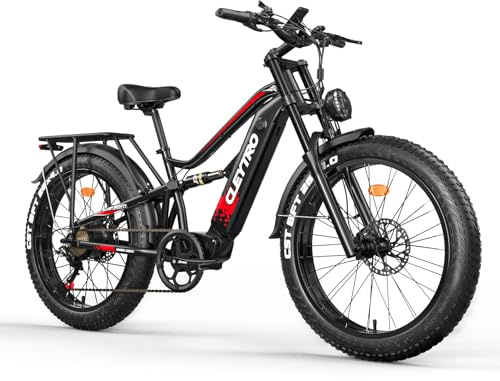 Lohang Vélo électrique pour Adultes, vélo électrique Tout-Terrain 26 Pouces, Double amortisseurs, Doubles Freins à Disque hydrauliques, 7 Vitesses, Batterie 48V18Ah, autonomie 45-90km