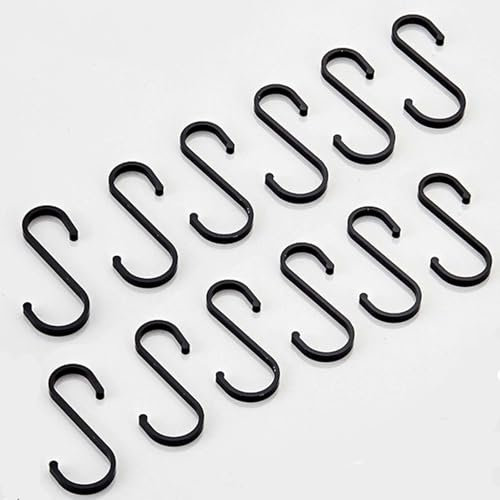 YFelomatric Ganchos en Forma de S de Aluminio Negro para Colgar en Cocina, para Tazas de Café, Ropa, Plantas, Artículos de Tocador - 12 Piezas