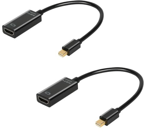 AXFEE 2 adattatori Mini DisplayPort a HDMI unidirezionali, compatibili per laptop, PC, monitor, TV, proiettore