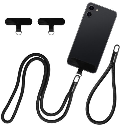 2 piezas de correa de muñeca de mano cordón de teléfono celular cordón de cuello antirrobo parche multifuncional para teléfono celular negro, correa de muñeca para estuche de teléfono usb auricular