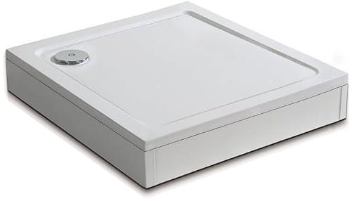AICA receveur de douche italienne 70x70cm blanc, carré, extra-plat, Bac à douche avec le kit de plinthe, 6 pieds, bonde de douche et siphon