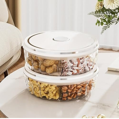 Vassoio da Portata Diviso con Coperchio, 5 Scomparti Rimovibili per Feste, Contenitore Portatile in Plastica per Alimenti, Vassoi per Snack, Vassoio Trasparente Riutilizzabile per Antipasti (2 Pacco)