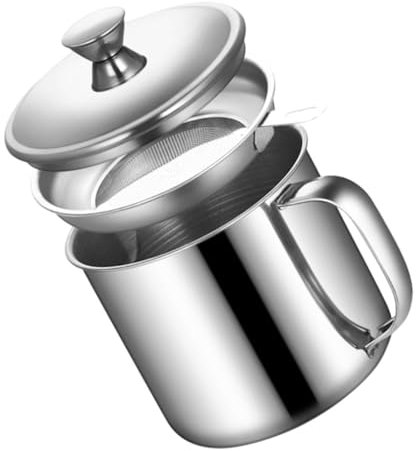 CIYODO vaso filtro olio barattolo di grasso per cucina con colino contenitori di grasso contenitori cucina contenitore cucina filtro in metallo a maglia fine cucina contenitore olio usato