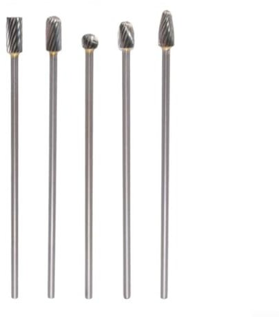 5 fresas giratorias para acabado de madera y metal, 100 mm de longitud con un solo corte y vástago de 1/8 pulgadas, para uso profesional