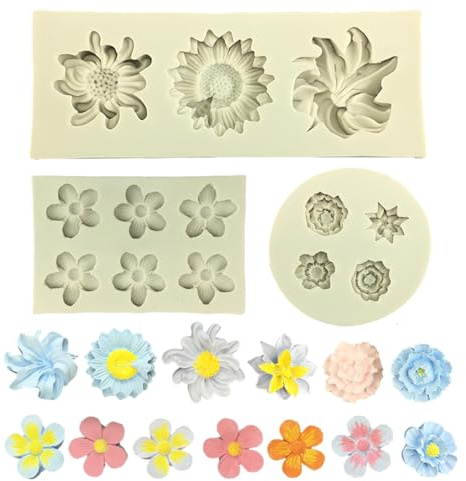 13 pcs Molde silicona flores, moldes velas silicona, moldes silicona moldes fundicion, 3D rosa mini flor moldes velas para jabon chocolate aromaterapia DIY decora