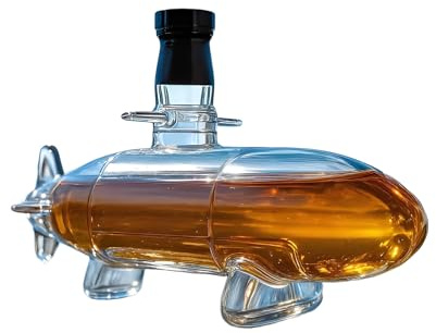 Alkoholkaraff – ubåtformad whiskyflaska, dekorativ glasbehållare