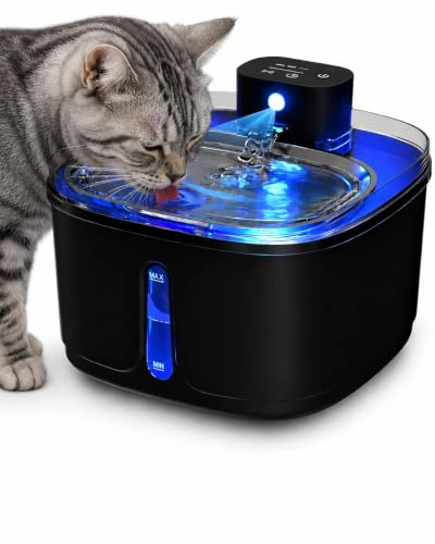 Fontaine à Eau pour Chat sans Fil 3,2L, Batterie Rechargeable 4000mAh, Détection de Mouvement, Pompe Silencieuse, Distributeur d’Eau Automatique pour Chats et Petits Chiens, 1 Filtres Inclus