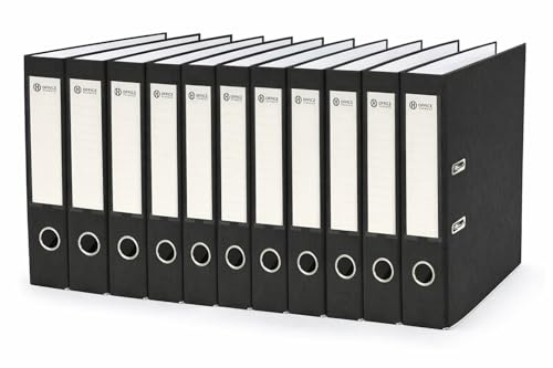 A4 Lever Arch Files Pack of 10 70mm Spine Premium Matt Black A4 Files Strong Reinforced Edges Wipe Clean Stain Resistant Ring Pull & Spine Label Heavy Duty Document Folder