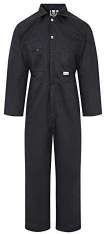Ladies Zip Front Boilersuit Workwear Boiler Suit Coverall Overall Womens Girls (14 (38 Chest), Black)