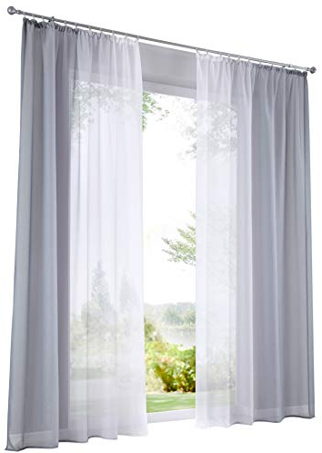 BAILEY JO 2er-Pack Gardinen mit Verlauf-Farben Muster Vorhang Transparent Voile Vorhänge (BxH 140x145cm, Grau mit Kräuselband)