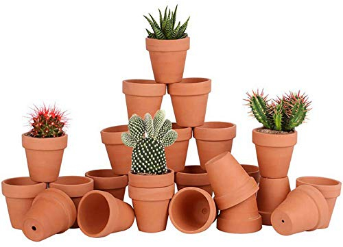 Lot de 28 Pots de Fleurs,Petite Terre Cuite Pots avec Trou de Drainage pour l'intérieur, extérieur, Plante Jardin Balcon Décoration Mariage Fête Maison et Chambre 5.5cm
