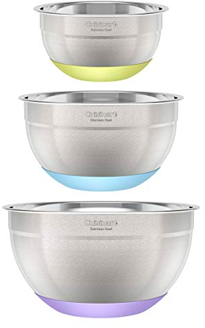 Cuisinart 3-Piece Stainless Steel Mixing Bowls with Nonslip Base, 1.5qt, 3qt & 5qt