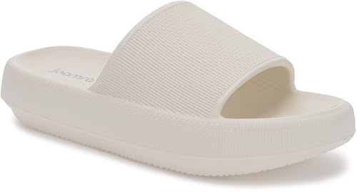 Joomra Slides for Women Size Pillow Slippers Foam Cushioned Nude Summer Bathroom Sandals Pool Beach Ladies House Non Slip Thick Sole Female Sandles Beige 37-38