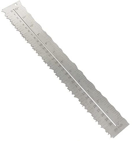 UPTTHOW Règle en métal en acier inoxydable pour déchiqueter le papier en ligne ondulée, bords irréguliers et irréguliers, outil de mesure de 30 cm pour l'école