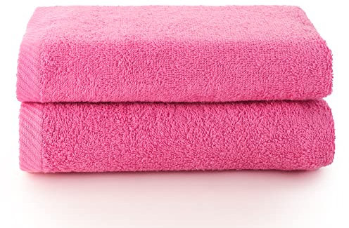 Top Towel - Plus - Large bath towels - Bath towels - 2 face towels or bidet - 30x50cm - 100% cotton - Strawberry