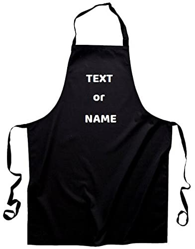 Pet-Jos Tablier personnalisé avec nom ou texte brodé - Tablier de barbecue professionnel pour la maison, la cuisine, l'école, noir, taille unique, Noir , taille unique