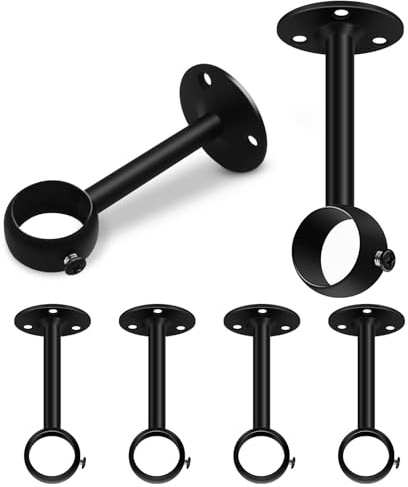 6 st takgardinstångsfästen svart gardinskena fäste 25,4 mm/1 tum metall gardinstång stöd hängare stångfäste hållare slitstark rostfritt stål stång ändstöd
