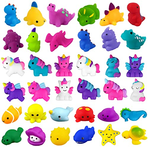DIYDEC 36 Stück Mochi Squishy Toys, Mini Kawaii Dinosaurier Einhorn Meerestiere Squishies Soft Squeeze Fidget Toys Stress Relief Toys Party Taschen Füllstoffe für Jungen Mädchen Geburtstag Party