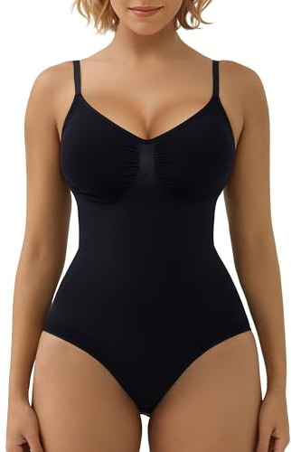 SHAPERX Women's Shapewear Bodysuit Tummy Control Body Shaper Waist Snatching Seamless Body Suit,SZ5213-Black-XXS/XS