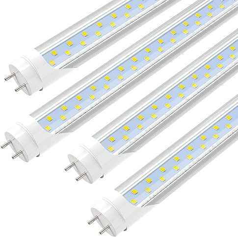 JESLED 4FT LED T8 Type A+B Tube Lights, 24W(65W Equivalent), 3200LM, 6000K, Single or Double End Powered, Plug and Play or Ballast Bypass, 4 Foot T10 T12 Fluorescent Bulbs Replacement, Clear(4-Pack)