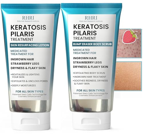 KP Bump Eraser Body Set with 10% AHA | Keratosis Pilaris Treatment | Keratosis Pilaris Lotion | Exfoliating Body Scrub | Ingrown Hair Treatment | Bundle Set for Bump, Strawberry Legs, Redness, Dryness