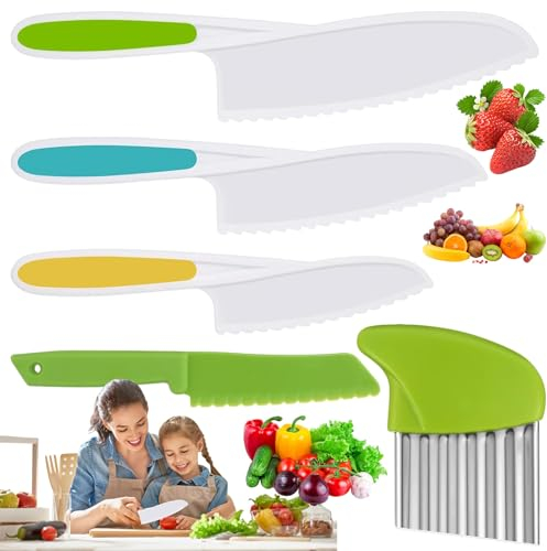 lankai 5 Pezzi Coltelli Per Bambini, Coltello Da Frutta Per Bambini, Coltello Bambini, Coltello Da Frutta In Plastica, Bordi Seghettati, Per i Più Piccoli Che Tagliano e Cucinano Frutta o Verdura