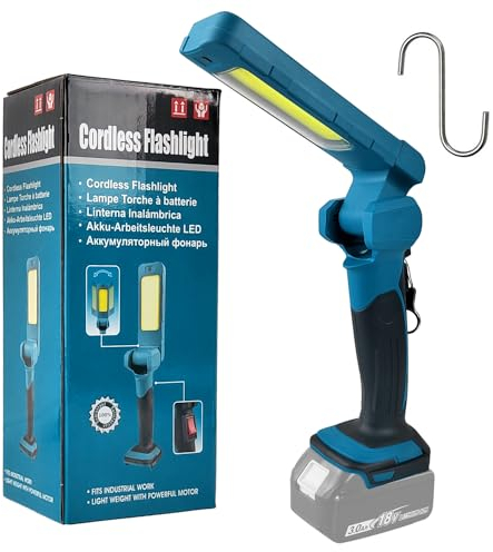 LED Arbeitsleuchte Akku, Taschenlampe Kann Um 180 Grad Nach Oben und Unten Klappen 360 Grad Nach Links und Rechts Drehen, 21V IP55 Arbeitsleuchte, für Autoreparatur und Heimbeleuchtung (Blau)