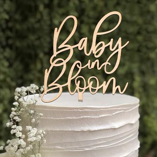 ZAIBIANHAO Baby in Bloom Cake Topper,Baby Shower Cake Sign,Pregnancy Reveal, Baby shower Decorations,Birth Announcement, Custom Baby Cake Topper (bloom topper)