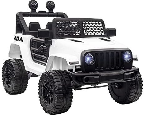 HOMCOM Macchina Elettrica per Bambini 12V Fuoristrada, Auto Elettrica per Bambini con Telecomando, 2 Motori e 2 Portiere, Velocità 3-5km/h, 100x65x72 cm, Bianco