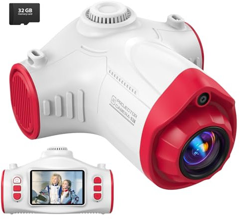 Appareil Photo Enfant, Usteetic 48MP 1080P 3 en 1 Projecteur Appareil Photo Numérique Enfant avec Carte de 32 Go Trépied Caméra Cadeau de Noël Jouet pour 3 4 5 6 8 7 9 10 11 12 Ans Garçons et Filles