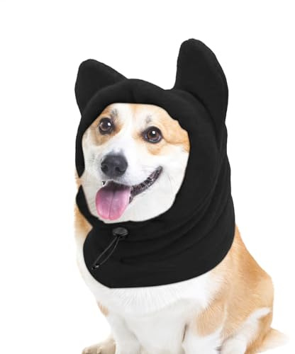 Chapeau d'hiver Noir 2 Pièces pour Chien - Bonnet d'hiver Épais et Confortable pour Animaux de Compagnie
